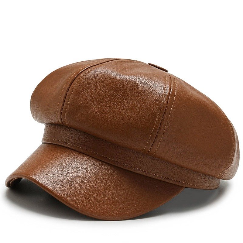 PU leather octagonal hat, painter hat - Image 2