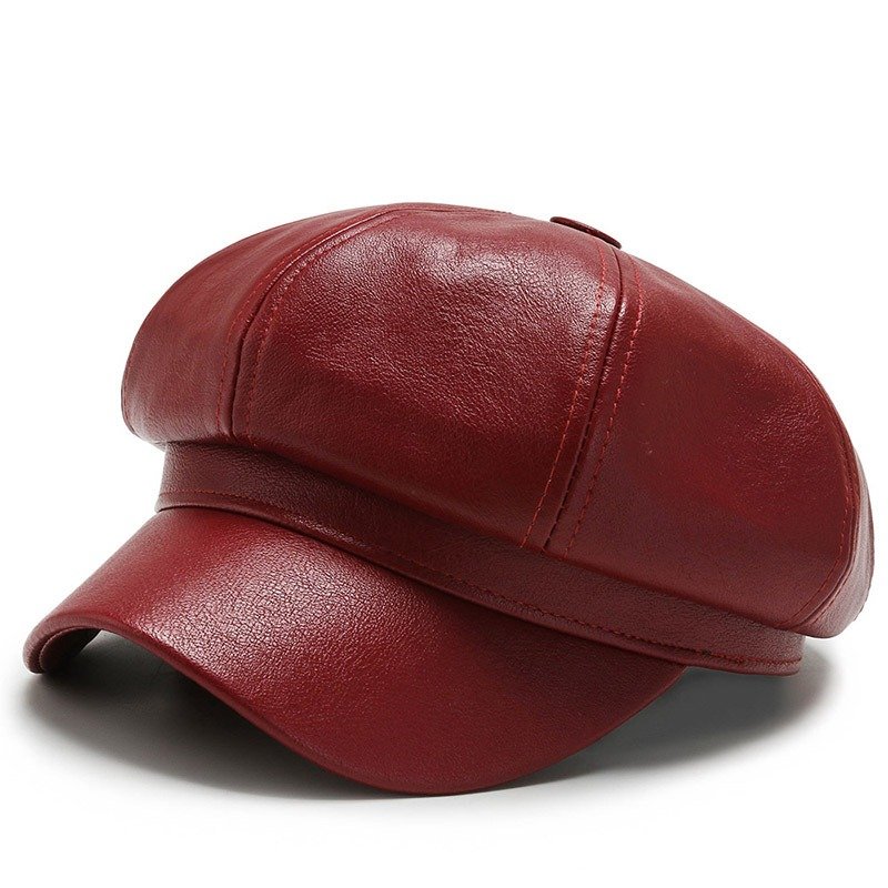 PU leather octagonal hat, painter hat - Image 5