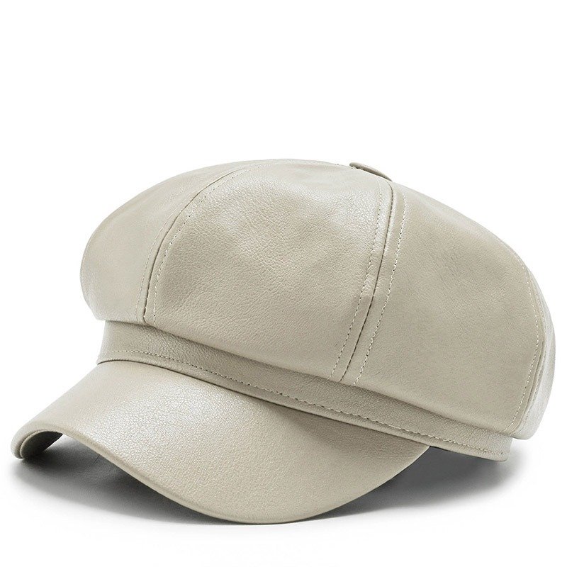 PU leather octagonal hat, painter hat