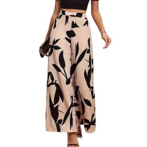 Leaf printed casual pants