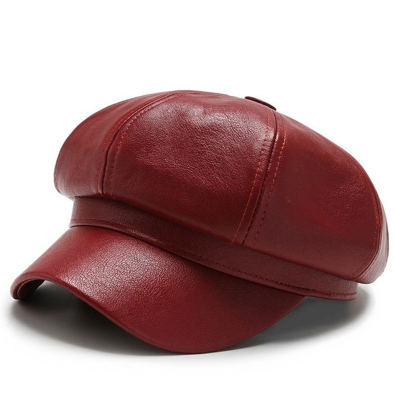 PU leather octagonal hat, painter hat - Image 9