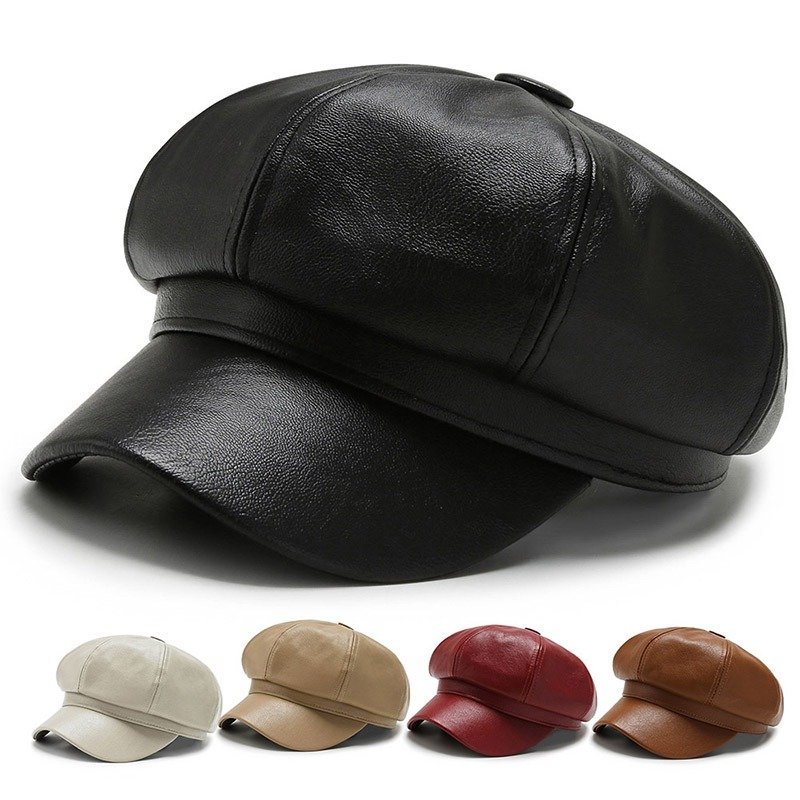 PU leather octagonal hat, painter hat - Image 10