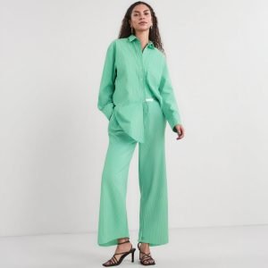 Striped Pants Sets Women's 2-piece Autumn Chic Loose Wide-leg Pants Sets Street Fashion Youth 2 Piece Sets Womens Outfits