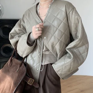 Short Jacket Cotton Women's Leather Jacket Winter Jacket Women Promotion Coats Down Women's Jackets Leather Jacket