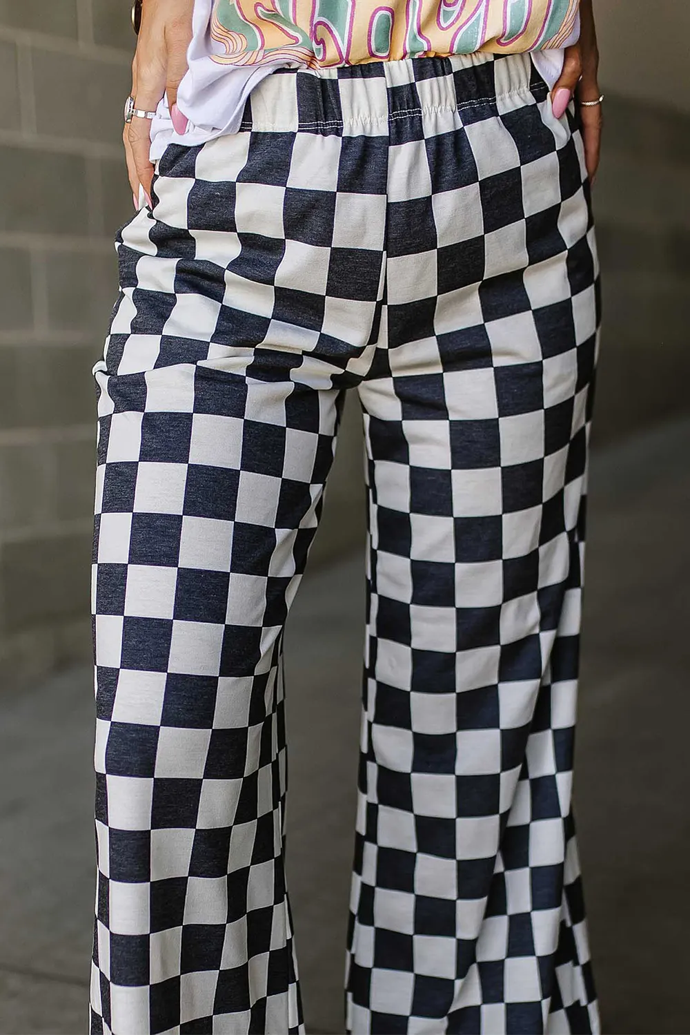 Checkered Wide Leg Pants - Image 2