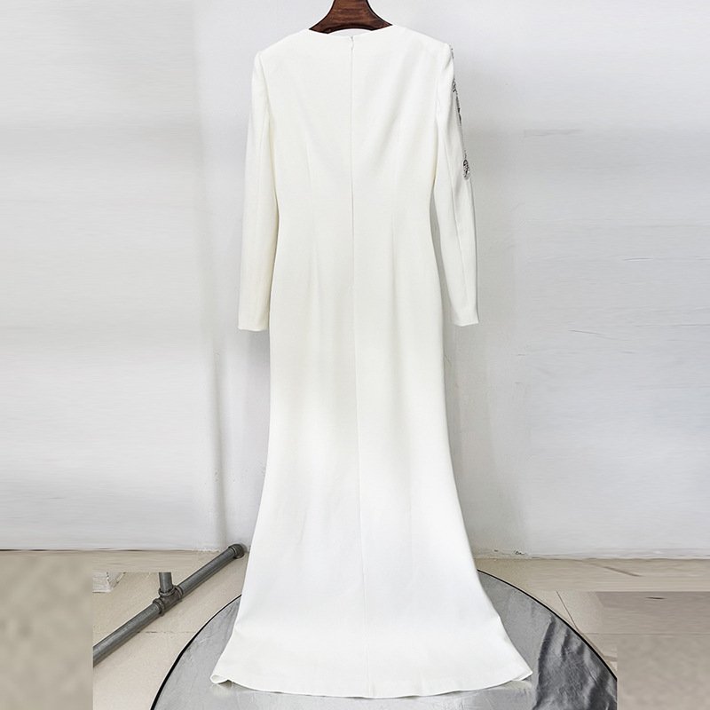 Embroidered and Beaded Long Dress - Image 4