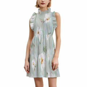 Ruffled high-waisted dress