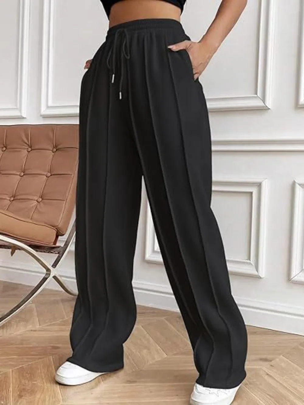 Drawstring Wide Leg Pants with Pockets - Image 14