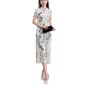 Pleated slim fit dress