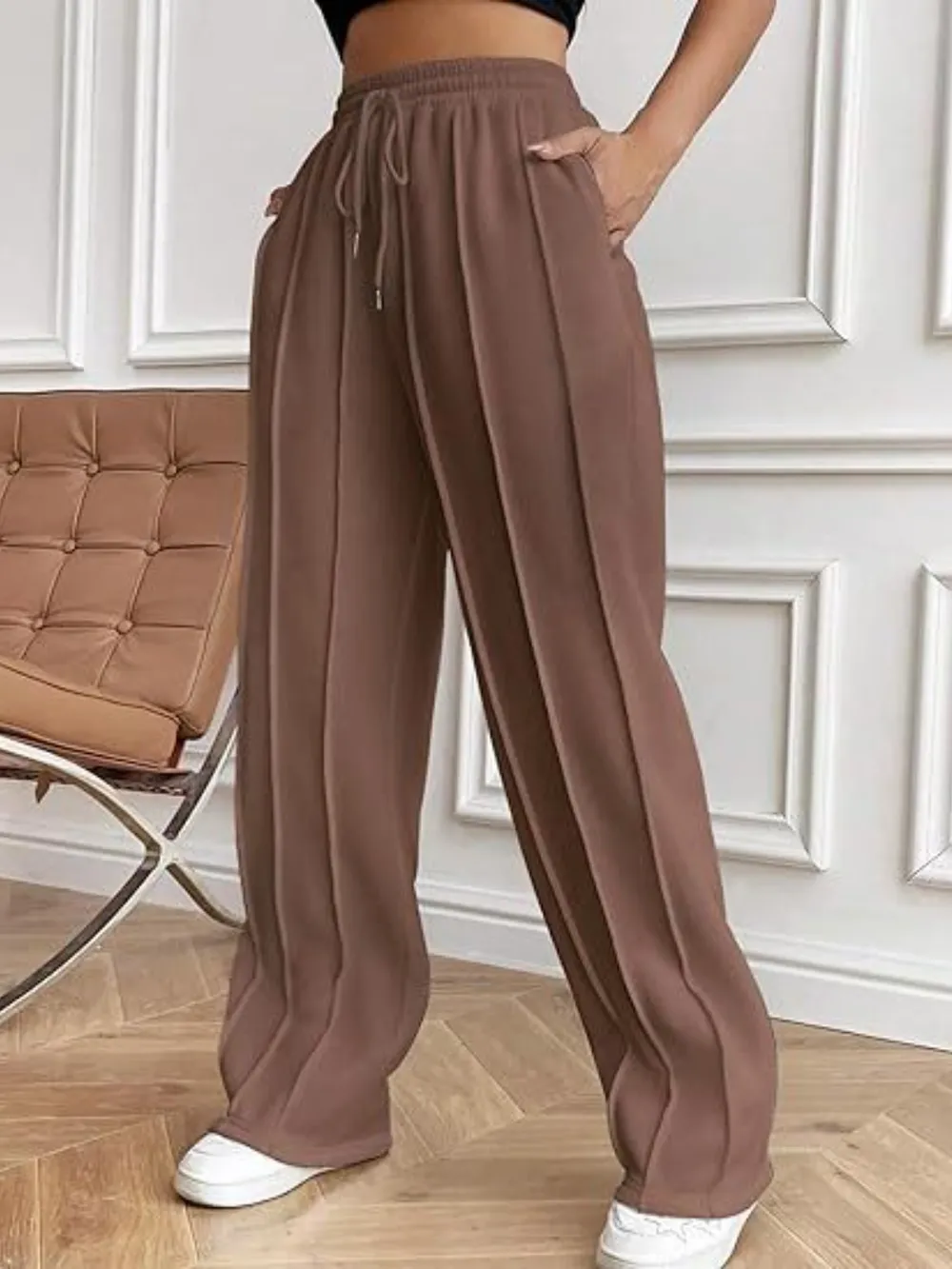 Drawstring Wide Leg Pants with Pockets - Image 18