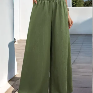 Smocked Wide Leg Pants