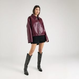 Solveraia Solid Faux Leather Jacket for Women