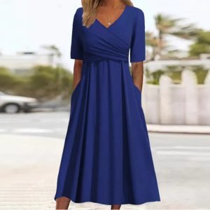 Short sleeved dress with front cross personalized dress