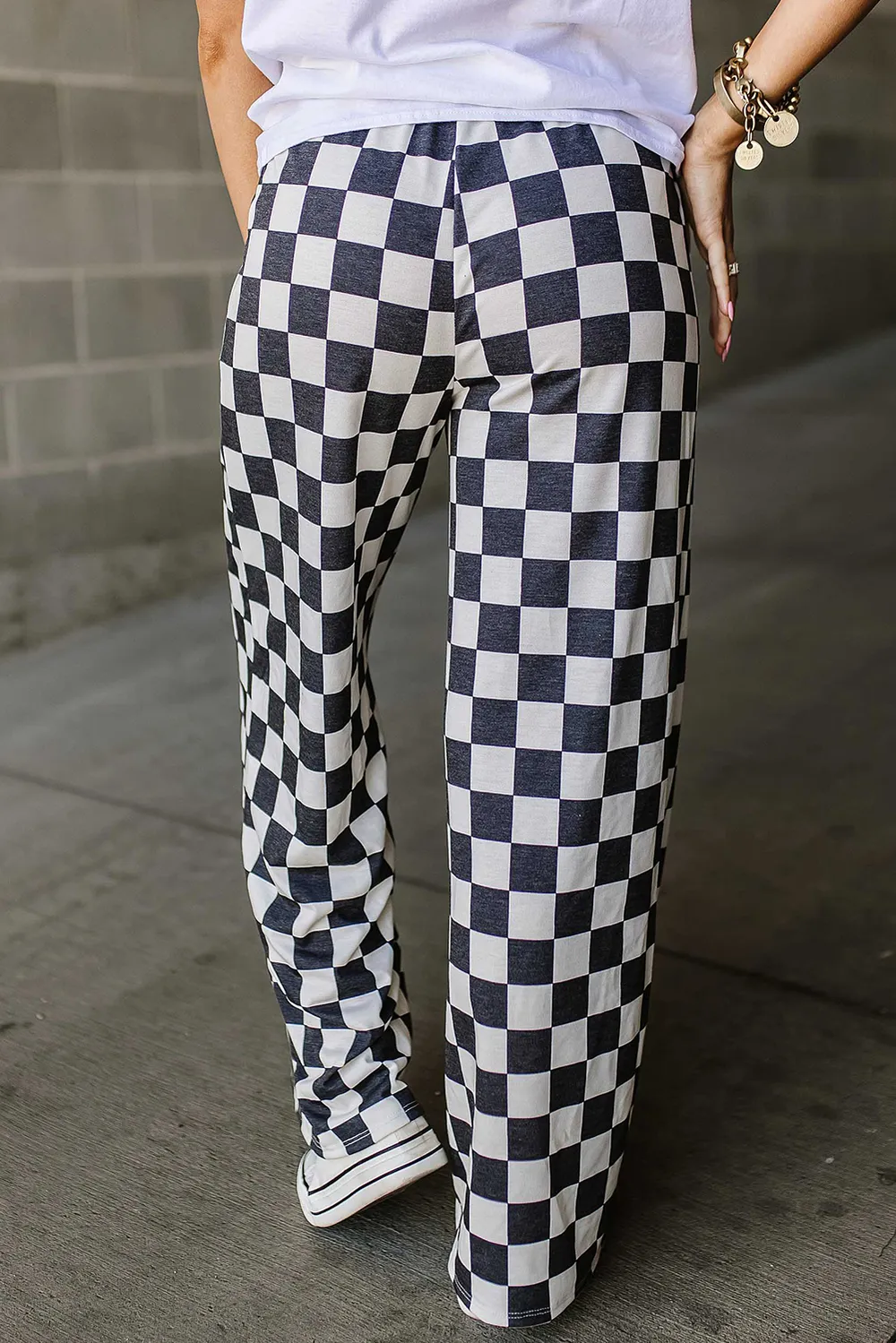 Checkered Wide Leg Pants - Image 3