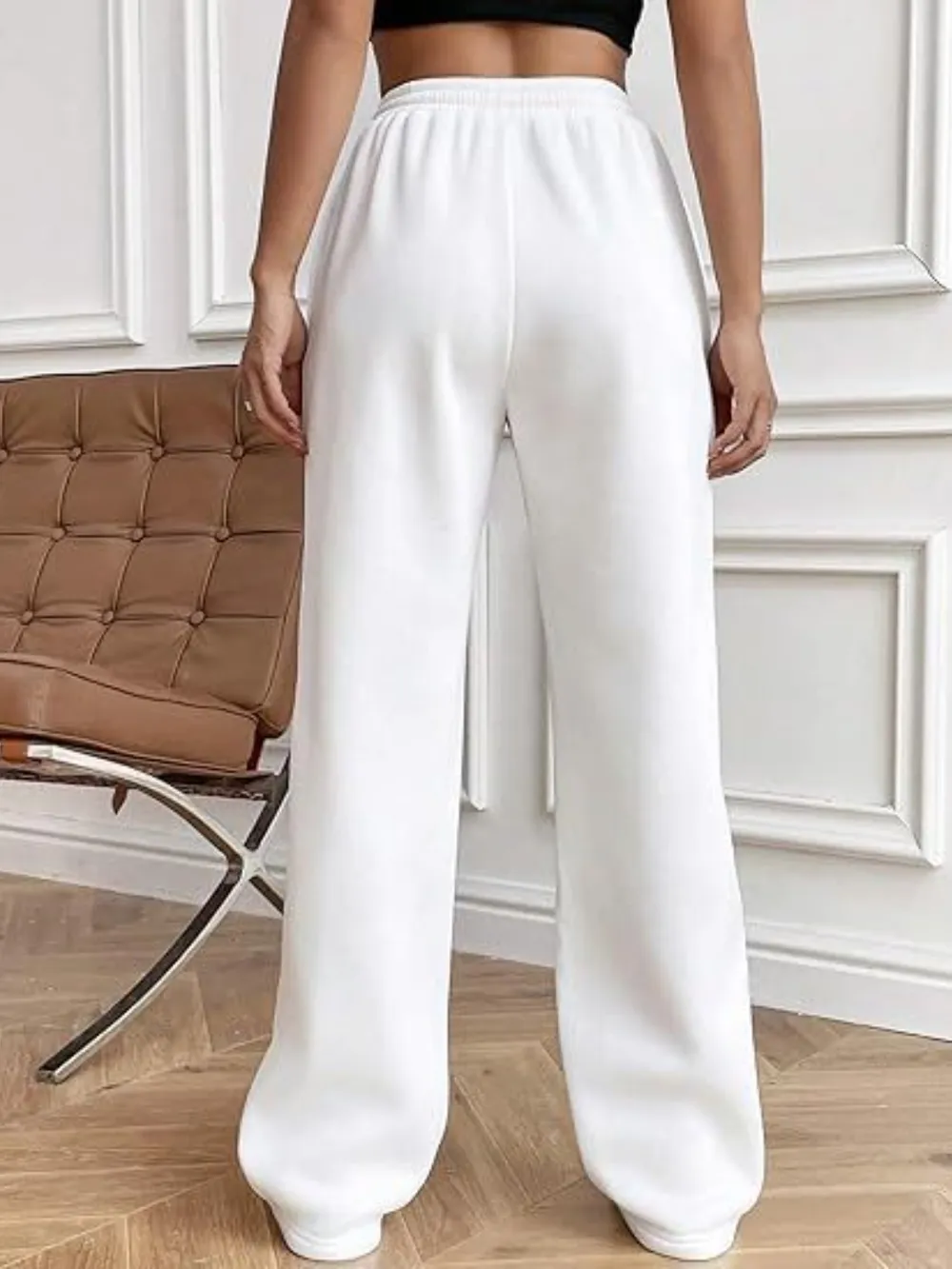Drawstring Wide Leg Pants with Pockets - Image 2