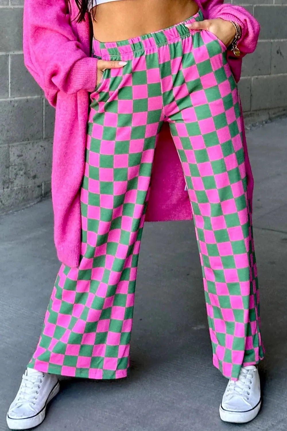 Checkered Wide Leg Pants - Image 5