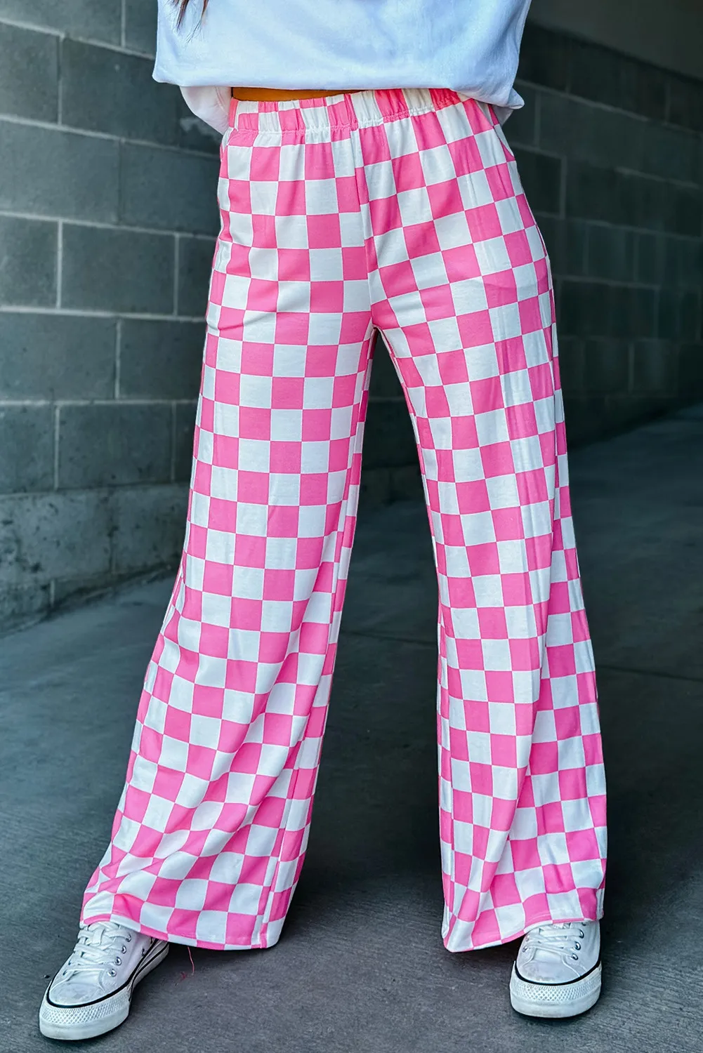 Checkered Wide Leg Pants - Image 10