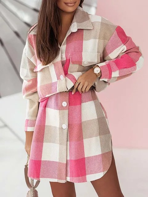 Long Plaid Jackets Coat - Image 4