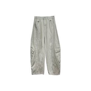 Denim Pants Women Panelled Wide-Leg Long Pants