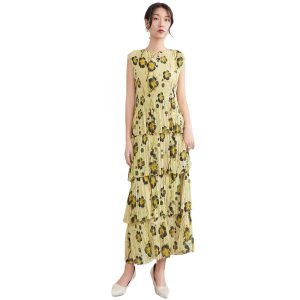 Floral long dress, women's beach dress