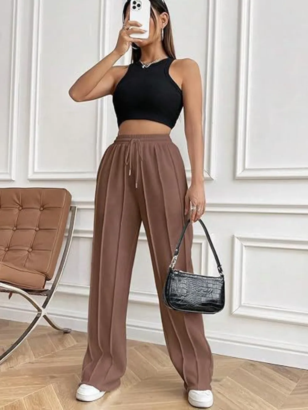 Drawstring Wide Leg Pants with Pockets - Image 20