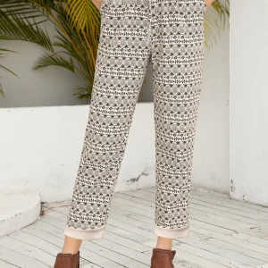 Tied Printed Pants with Pockets
